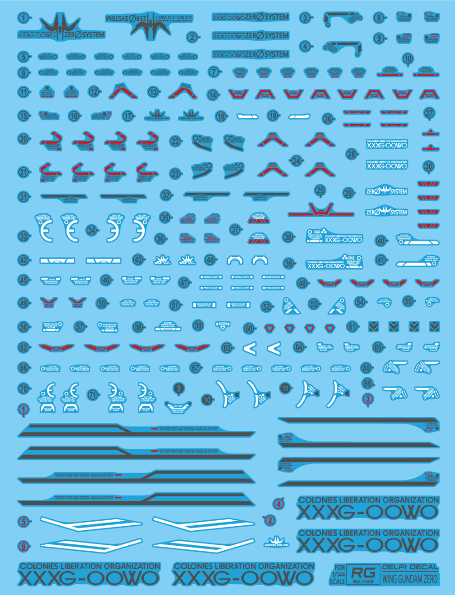 Delpi Decal Waterslide Decals for RG XXXG-00W0 Wing Gundam Zero