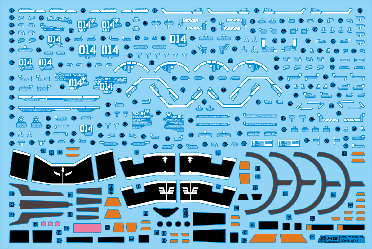 Delpi Decal HG Doven Wolf (Unicorn Ver.) Waterslide Decal
