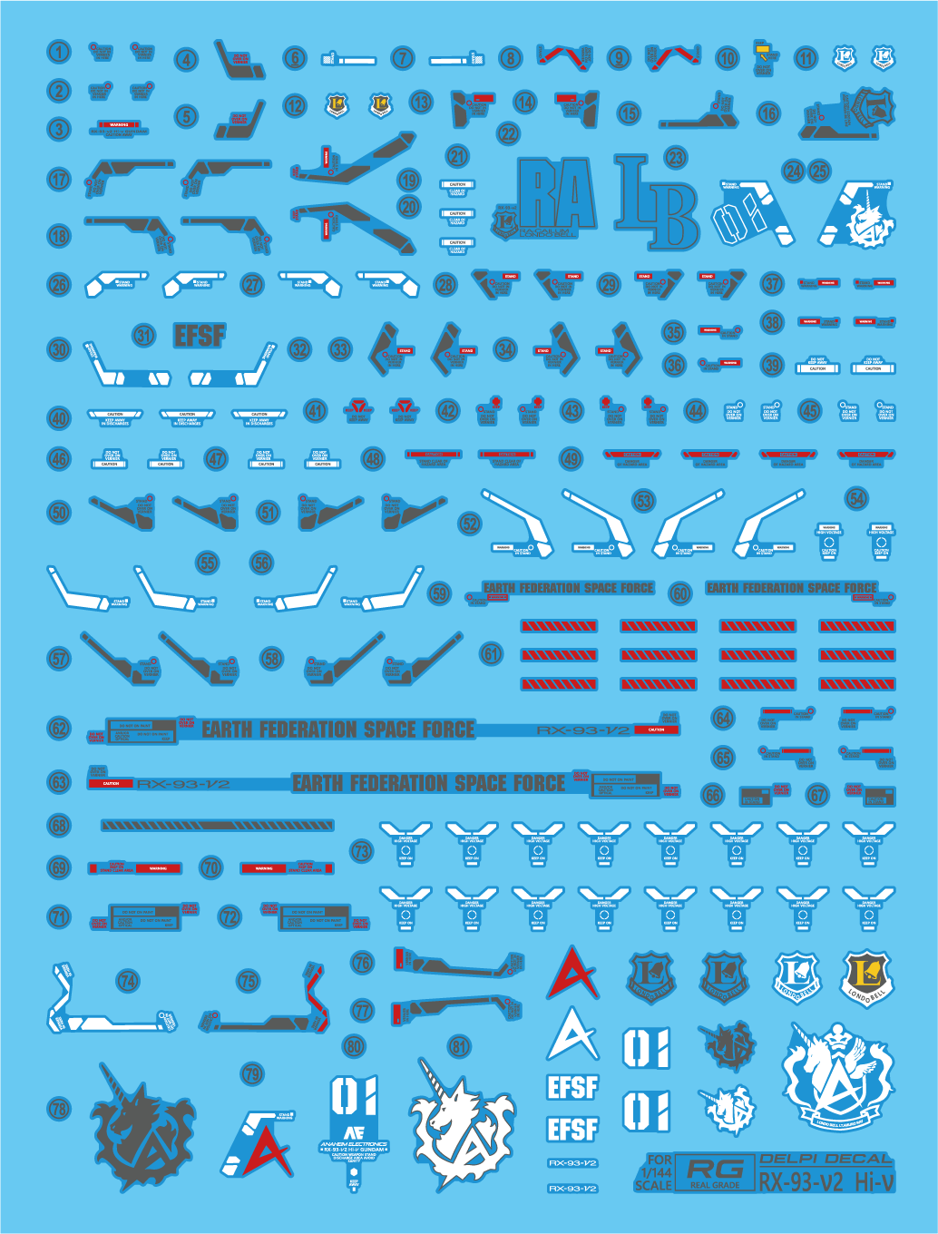 Delpi Decal RG RX-93-ν2 Hi-Nu Gundam Waterslide Decal