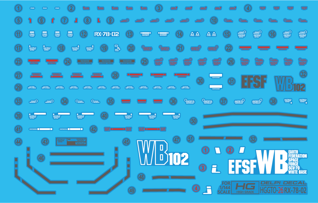 Delpi Decal Waterslide Decals for HGGTO RX-78-2 Gundam