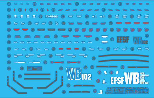 Delpi Decal Waterslide Decals for HGGTO RX-78-2 Gundam