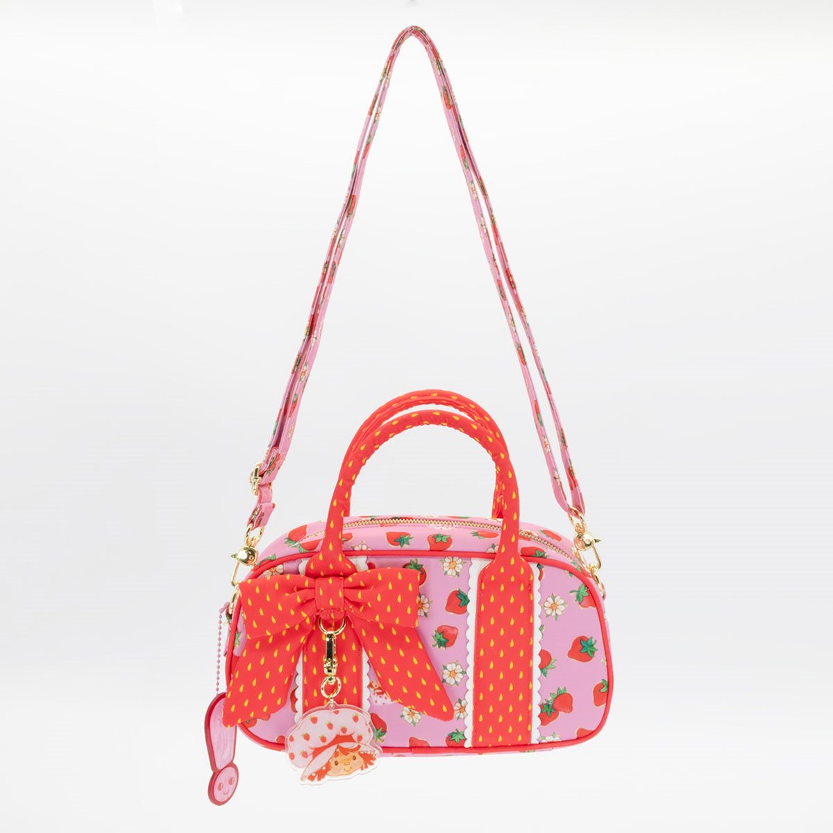 Whatever! Makes You Happy x Strawberry Shortcake Strawberries Mini Duffle Crossbody Bag With Bag Charm