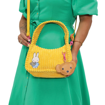 Whatever! Makes You Happy x Miffy Yellow Corduroy Crossbody Bag with Charm